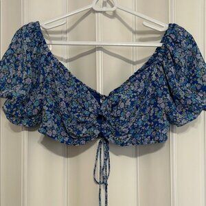 Wild Fable Floral Puff Sleeve Crop Top | Size M (Junior)